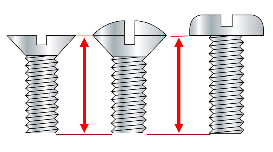 How to measure length of screw and bolt with different heads