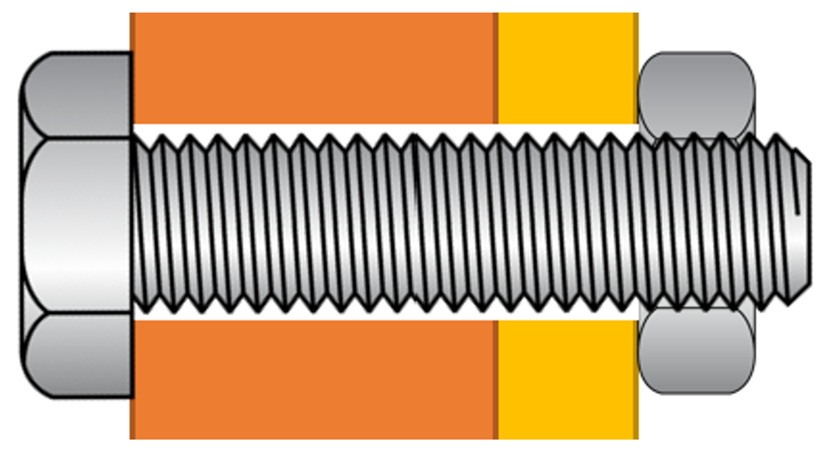 Bolt with Nut in Assembly