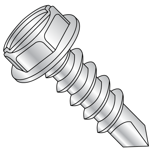 Hex Washer Slotted - 7/16" A.F. - Self Drilling Screws - Steel - Zinc