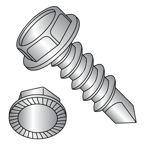 Serrated Hex Washer - Unslotted - Self Drilling Screws - 18-8 Stainless