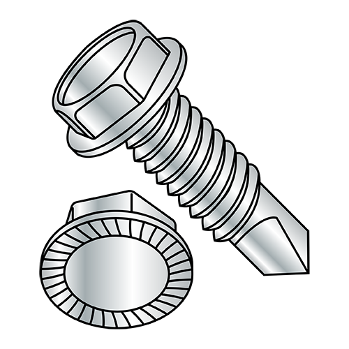 Unslotted - Serrated Hex Washer - Self Drilling Screws - Machine Screw Thread - Zinc - #2 Pt.