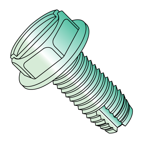 Hex Washer - Slotted - Type 1 - Thread Cutting Screws - Zinc Green