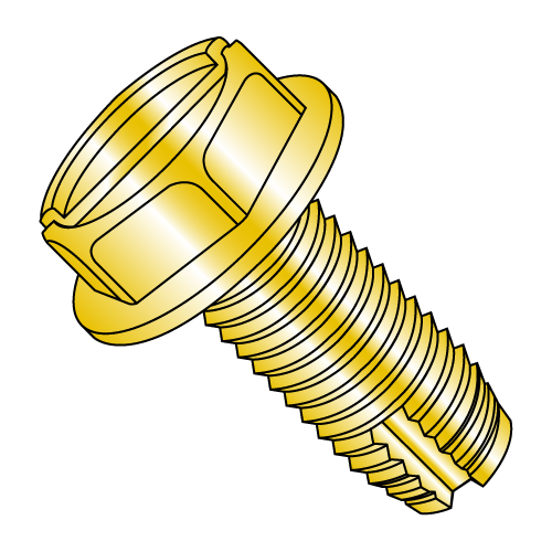 Hex Washer - Slotted - Type 1 - Thread Cutting Screws - Zinc Yellow