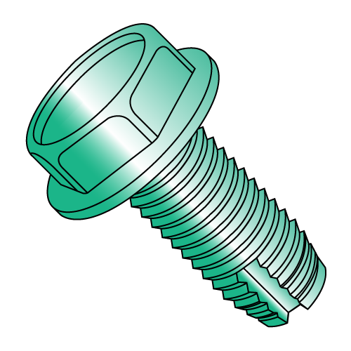 Hex Washer - Unslotted - Type 1 - Thread Cutting Screws - Green Zinc