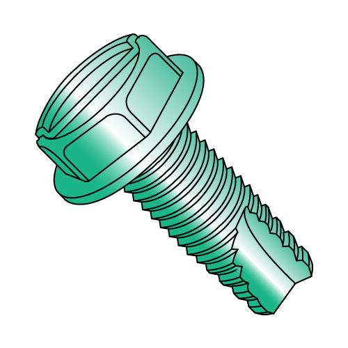 Hex Washer - Slotted - Type 23 - Thread Cutting Screws - Zinc Green