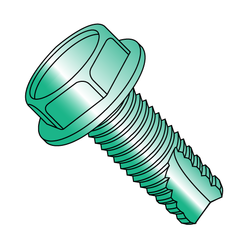 Hex Washer - Unslotted - Type 23 - Thread Cutting Screws - Green Zinc