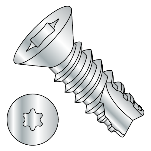Flat - Six-Lobe - Type 25 - Thread Cutting Screws - Zinc