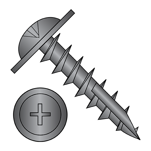 Large Round Washer - Phillips - Deep Thread Wood Screws - #17 Point - Black Oxide
