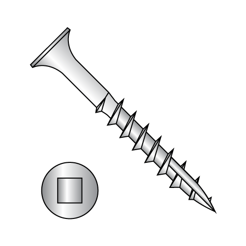 Square Recess - Bugle Head - Deck Screws with #17 Point - 18-8 Stainless