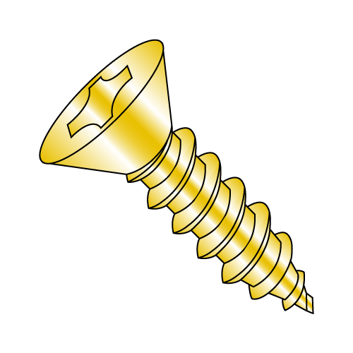 Flat - Phillips - Type AB - Self Tapping Screws - Zinc Yellow