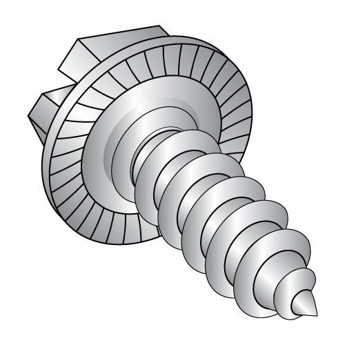 Serrated Hex Washer - Slotted - Type AB - Self Tapping Screws - 18-8 Stainless