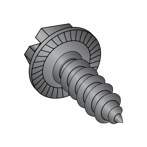 Serrated Hex Washer - Slotted - Type AB - Self Tapping Screws - Black Oxide