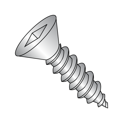 Flat - Square Recess - Type A - Self Tapping Screws - 18-8 Stainless