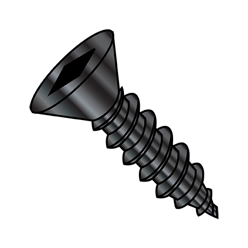 Flat - Square Recess - Type A - Self Tapping Screws - Black Oxide