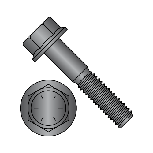 Grade 8 Alloy - Frame Bolts - Indented Hex Flange - Black Phosphate & Oil