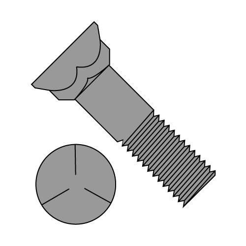 Grade 5 - Plow Bolts - #3 Head - Plain Finish