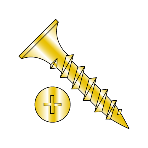 Bugle - Phillips - Drywall Screws - Coarse Thread - Sharp Point - Zinc Yellow