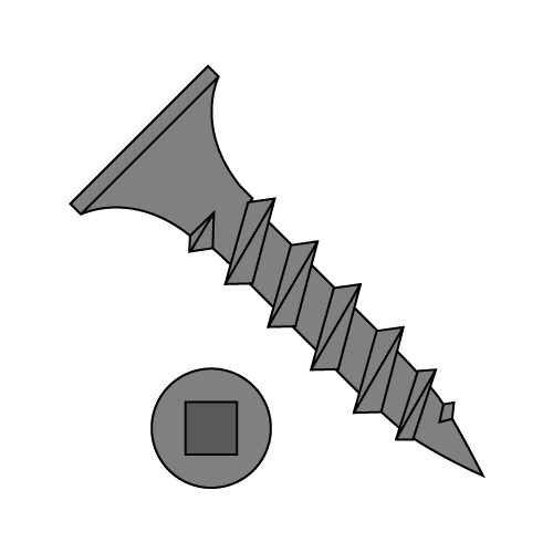 Bugle - Square Recess - Drywall Screws - Coarse Thread - Sharp Point - Black Phosphate