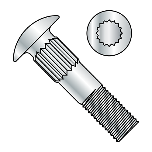Ribbed Neck - Carriage Bolts - Low Carbon - Partially Threaded - Zinc