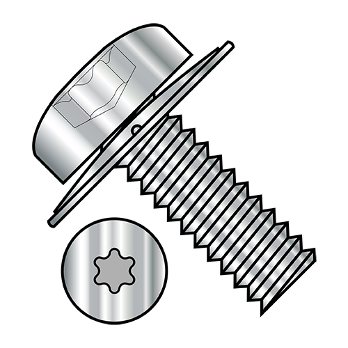 6 Lobe - Pan - Conical Washer - SEMs - 18-8 Stainless Screw - 410 Stainless Washer