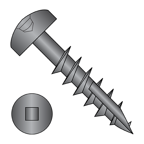 Pan - Square Recess with #7 Head & Type-17 Point - Face Framing Screws - Coarse Thread - Black Oxide