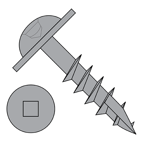 Round Washer - Square Recess - Type 17 Point - Pocket Hole - Face Framing Screws - Coarse Thread - Plain