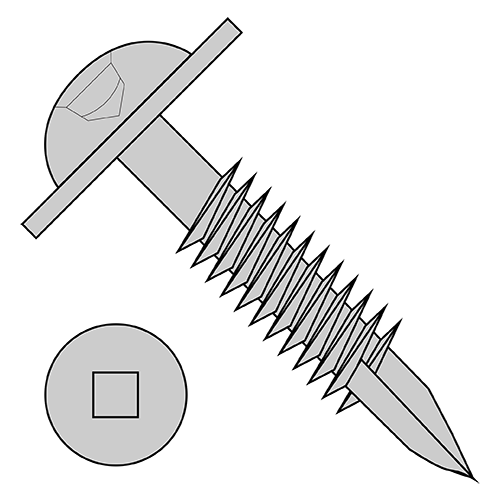 Round Washer - Square Recess - Type 17 Point - Pocket Hole - Face Framing Screws - Fine Thread - Plain