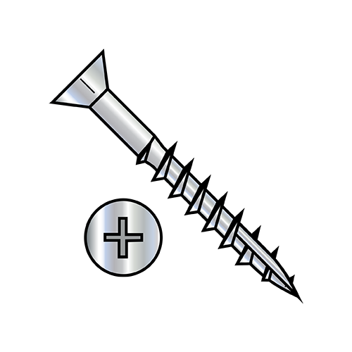 Phillips - Flat With Nibs - Wood Screws - #17 Point - Zinc