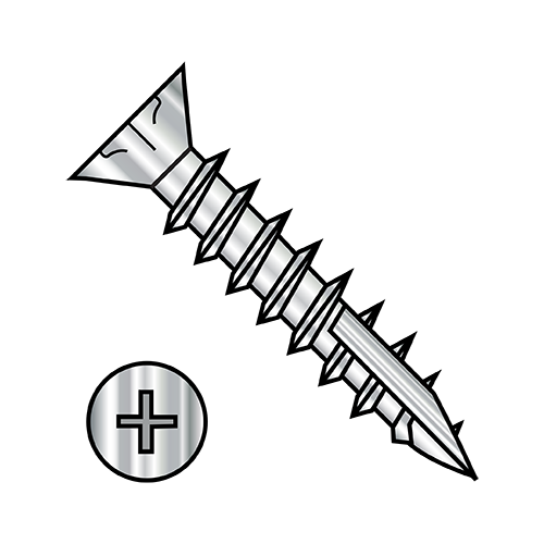 Phillips - Flat With Nibs - Wood Screws - #17 Point - 18-8 Stainless - Fully Threaded