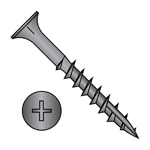 Phillips - Flat with Nibs - Wood Screws - #17 Point - Black Oxide - Partial Thread