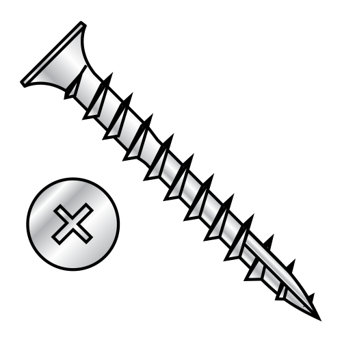 Phillips - Flat w/o Nibs - #17 Point - Deep Thread Wood Screws - Zinc