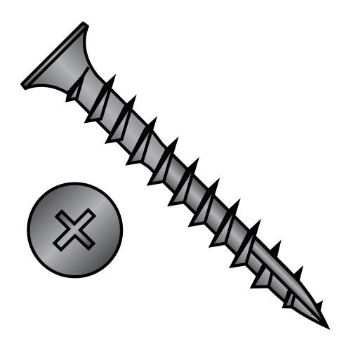 Flat - Phillips - w/o Nibs - #17 Point - Deep Thread Wood Screws - Black Oxide