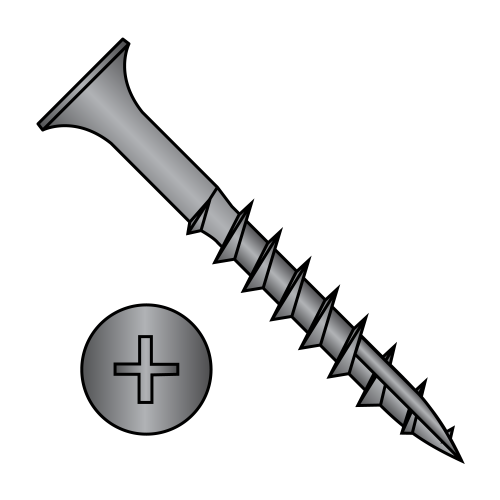 Flat - Phillip without Nibs - #17 Point - Deep Thread Wood Screws - Black Oxide - Partially Threaded