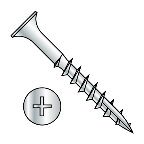 Phillips - Flat w/o Nibs - #17 Point - Deep Thread Wood Screws - Zinc - Partially Threaded