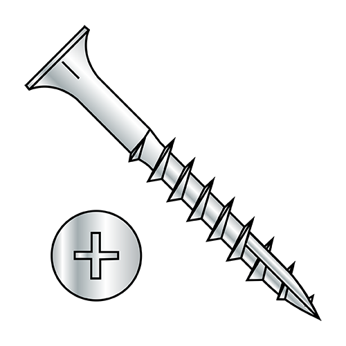 Phillips - Flat With Nibs - Wood Screws - #17 Point - Zinc - Partially Threaded