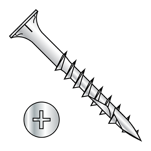 FLAT W/NIBS - PHILLIPS - DEEP THREAD SCREWS - DOUBLE #17 PT. - Zinc