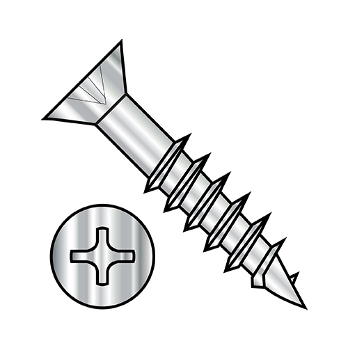 Flat - Phillips - Deep Thread Wood Screws - Partial Thread - 410 Stainless