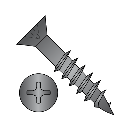 Flat - Phillips - Deep Wood Screws - Partial Thread - Black Oxide