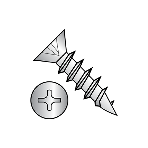 Flat - Philips - Hinge Screws - Coarse Thread - Nickel Plated