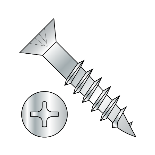 Flat - Phillips - Deep Thread Wood Screws - Partially Threaded - Zinc