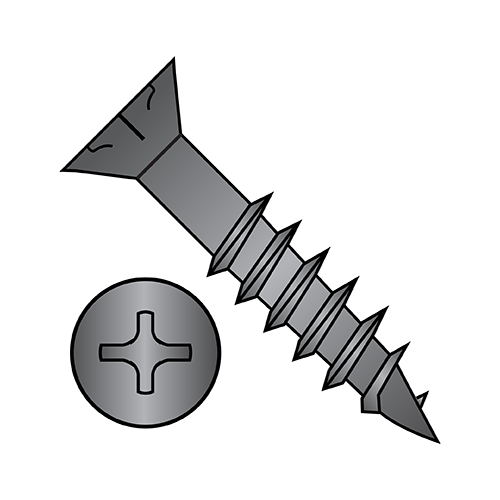 Phillips - Flat with Nibs - Deep Thread Wood Screws - Black Oxide - Partially Threaded
