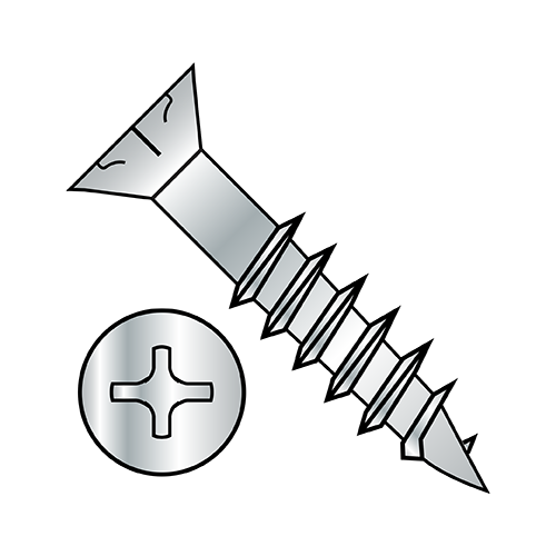 Phillips - Flat with Nibs - Deep Thread Wood Screws - Zinc - Partially Theaded