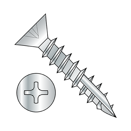 Large Flat - Phillips - With TYPE 17 Point - Deep Thread Wood Screws with Coarse Thread - Nickel