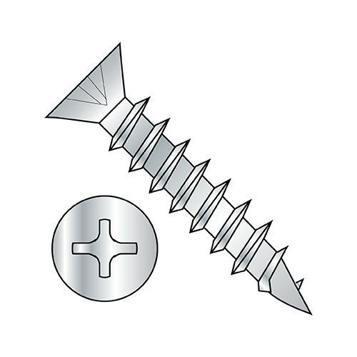 Large Flat - Phillips - Deep Thread Wood Screws with Coarse Thread - Zinc