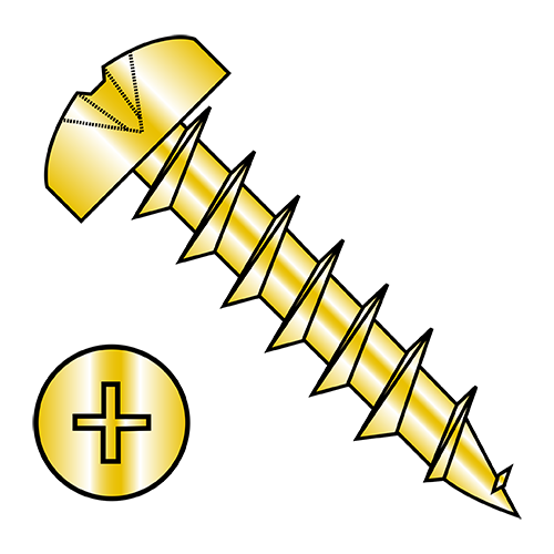 Phillips - Pan - Deep Thread Wood Screws - Bright Brass