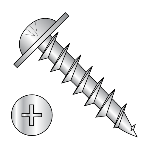 Round Washer - Phillips - Deep Thread Wood Screws - Full Thread - Zinc