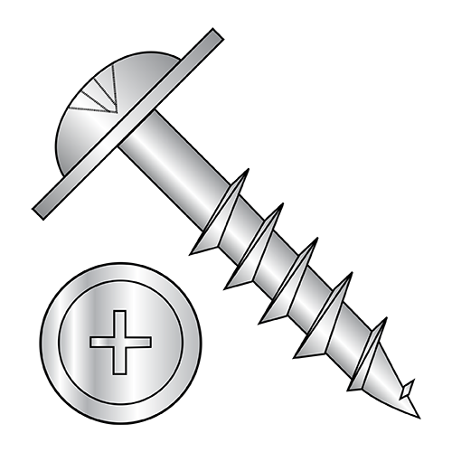 Phillips - #10 Large Round Washer - Deep Thread Wood Screws - Partial Thread - Zinc