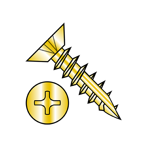 Flat Undercut - Phillips - #17 Point - Hinge Screws - Bright Brass