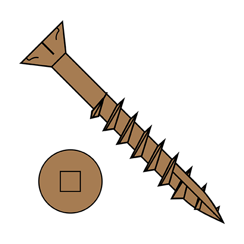 Flat w/ Nibs - Square Drive - Deck Screws #17 Point - Tan Ceramic