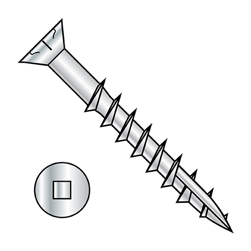 Square - Flat With Nibs - Deck Screws - #17 Point - 1,000 Hour Zinc